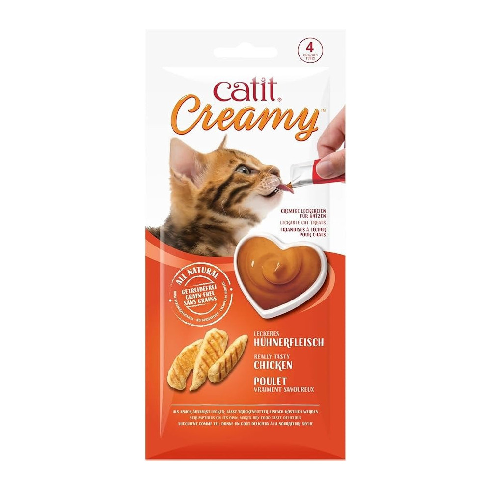 Catit Creamy Lickable Chicken Treats For Cats, Pack Of 12