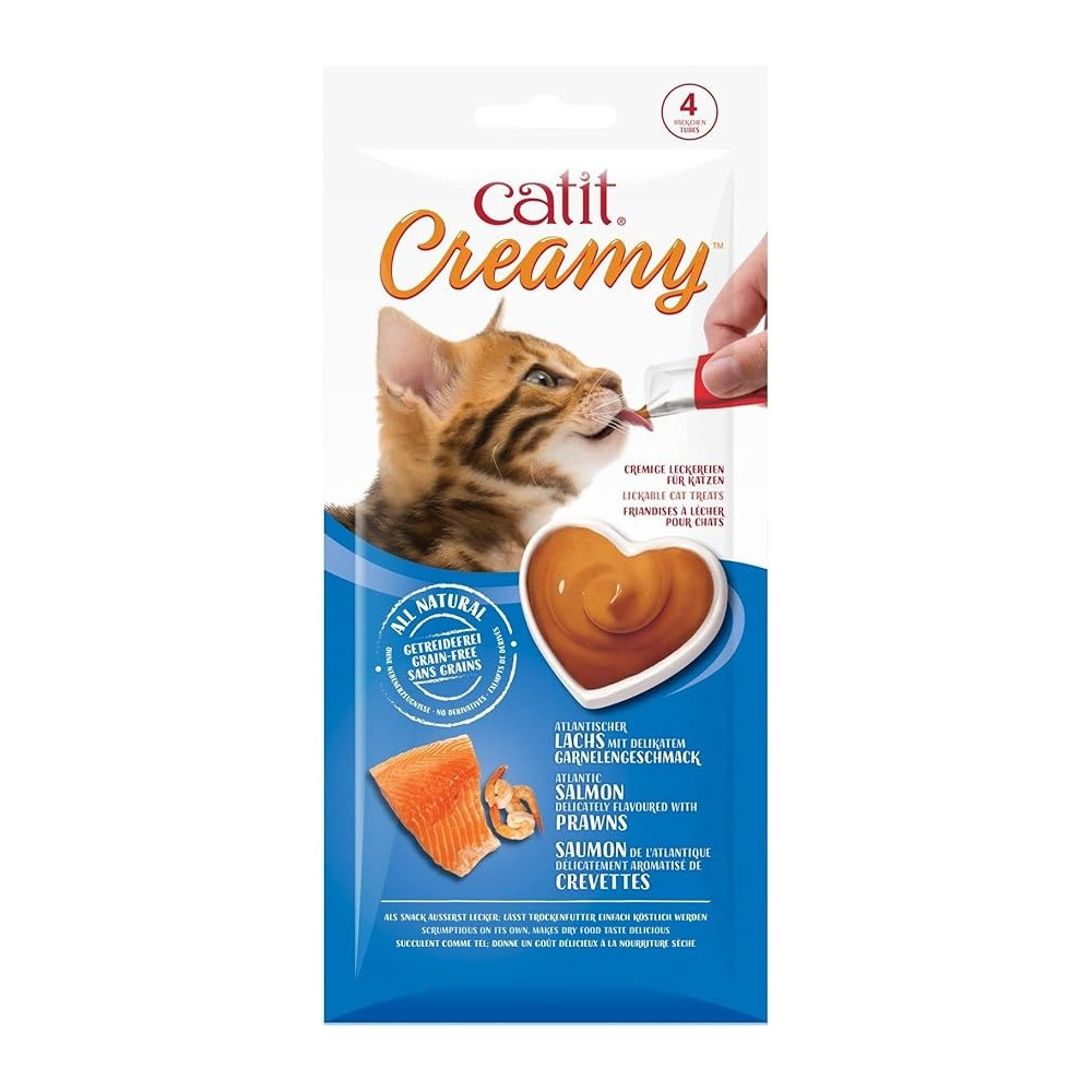 Catit Creamy Lickable Treats Atlantic Salmon With Prawns, Pack Of 12