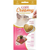 Catit Creamy Superfood Treats Tuna Recipe With Coconut And Wakame, Pack Of 12