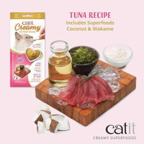 Catit Creamy Superfood Treats Tuna Recipe With Coconut And Wakame, Pack Of 12