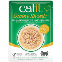 Catit Divine Shreds Chicken With Liver And Broccoli 75 Gram, 18 Pieces