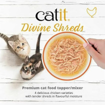 Catit Divine Shreds Chicken With Mackerel And Broccoli, 75 Gram, 18 Pieces