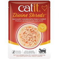 Catit Divine Shreds Chicken With Tuna And Carrot, 75 Gram, 18 Pieces