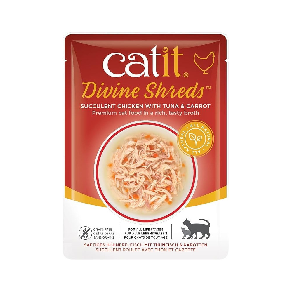 Catit Divine Shreds Chicken With Tuna And Carrot, 75 Gram, 18 Pieces