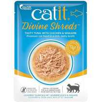 Catit Divine Shreds Tuna With Chicken And Wakame 75 Gram, 18 Pieces