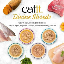 Catit Divine Shreds Tuna With Chicken And Wakame 75 Gram, 18 Pieces