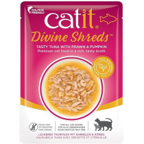 Catit Divine Shreds Tasty Tuna With Prawns And Pumpkin Premium Cat Food, 75 Gram, Pack Of 18