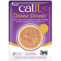 Catit Divine Shreds Tuna With Shirasu And Sweet Potato 75 Gram, 18 Pieces