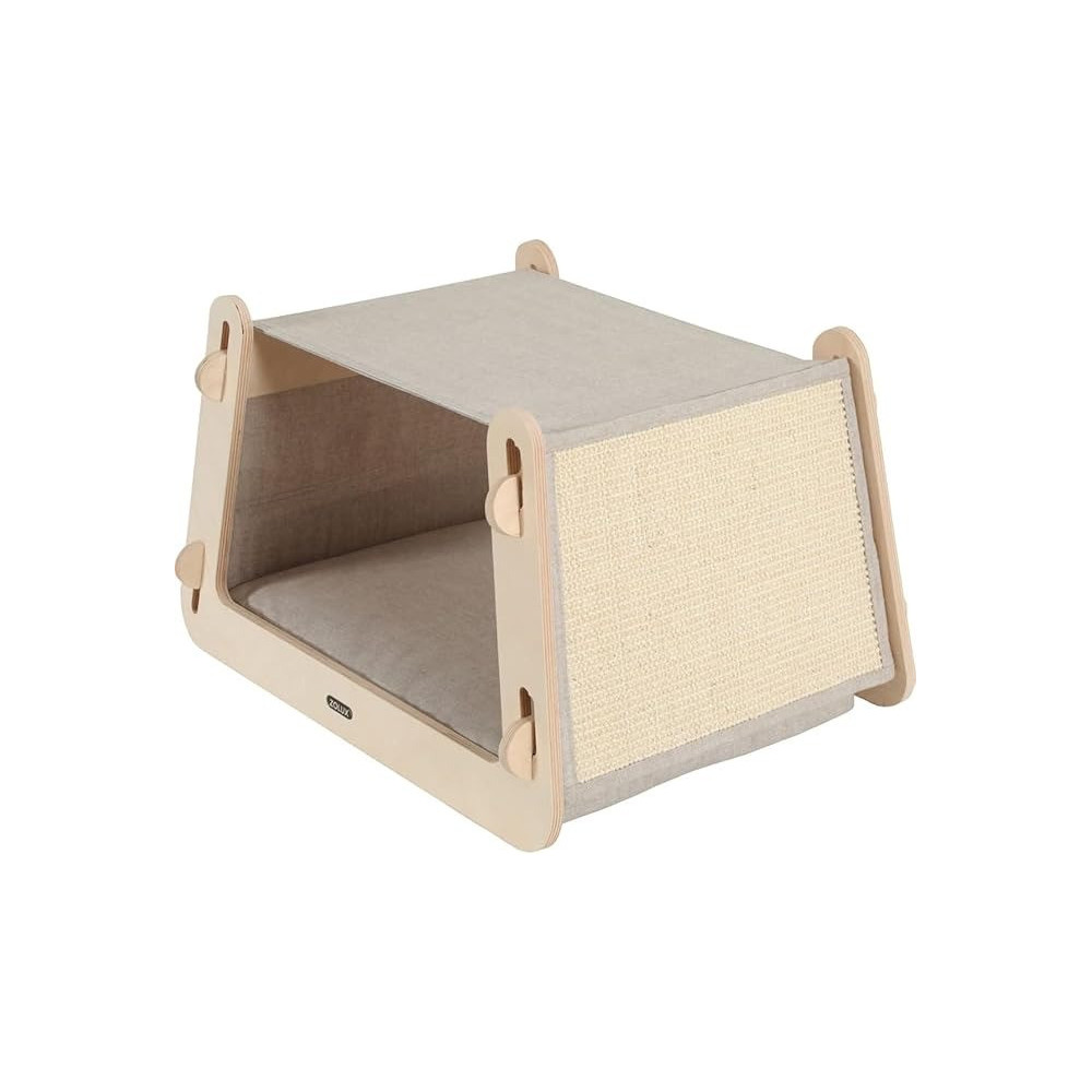 Zolux Cat Lodge 4 Fsc 3-In-1 Hut Cat Scratching And Houses, Cream