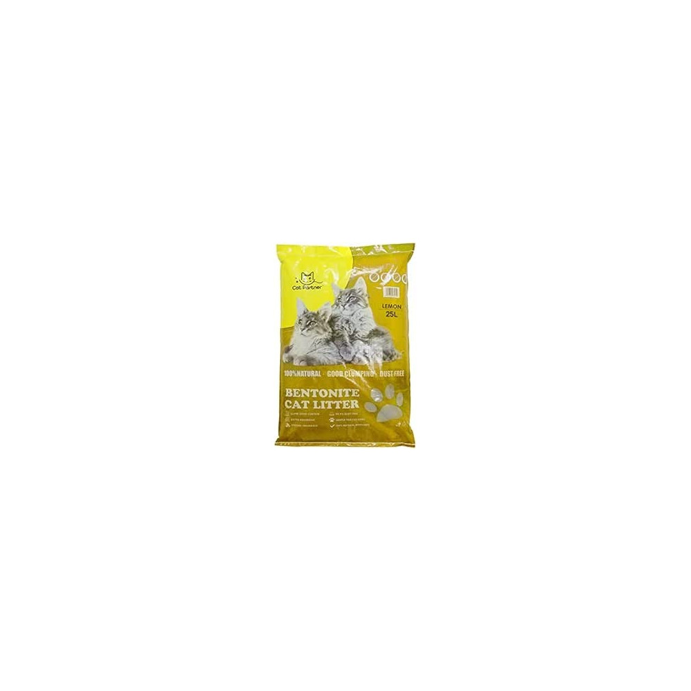Cat Partner Bentonite Dust Free Clumping Litter, 25 L, Lemon