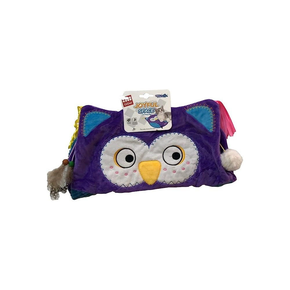 Gigwi Joyful Space Cat Play Mat Owl With Crinkle Paper And Catnip Bag