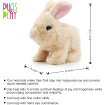 Pugs At Play Cookie Jumping Rabbit Toy For Kids, Light Brown