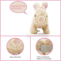 Pugs At Play Cookie Jumping Rabbit Toy For Kids, Light Brown