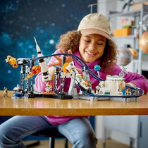 Lego 31142 Creator 3 In 1 Space Roller Coaster To Drop Tower Or Merry-Go-Round Set, Fairgound Ride Models, Building Toy With Space Rocket, Planets And Light Up Bricks, Multicolour