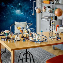Lego 31142 Creator 3 In 1 Space Roller Coaster To Drop Tower Or Merry-Go-Round Set, Fairgound Ride Models, Building Toy With Space Rocket, Planets And Light Up Bricks, Multicolour