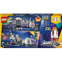 Lego 31142 Creator 3 In 1 Space Roller Coaster To Drop Tower Or Merry-Go-Round Set, Fairgound Ride Models, Building Toy With Space Rocket, Planets And Light Up Bricks, Multicolour