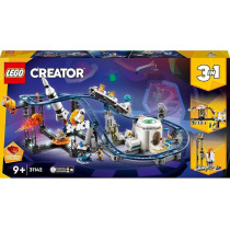 Lego 31142 Creator 3 In 1 Space Roller Coaster To Drop Tower Or Merry-Go-Round Set, Fairgound Ride Models, Building Toy With Space Rocket, Planets And Light Up Bricks, Multicolour
