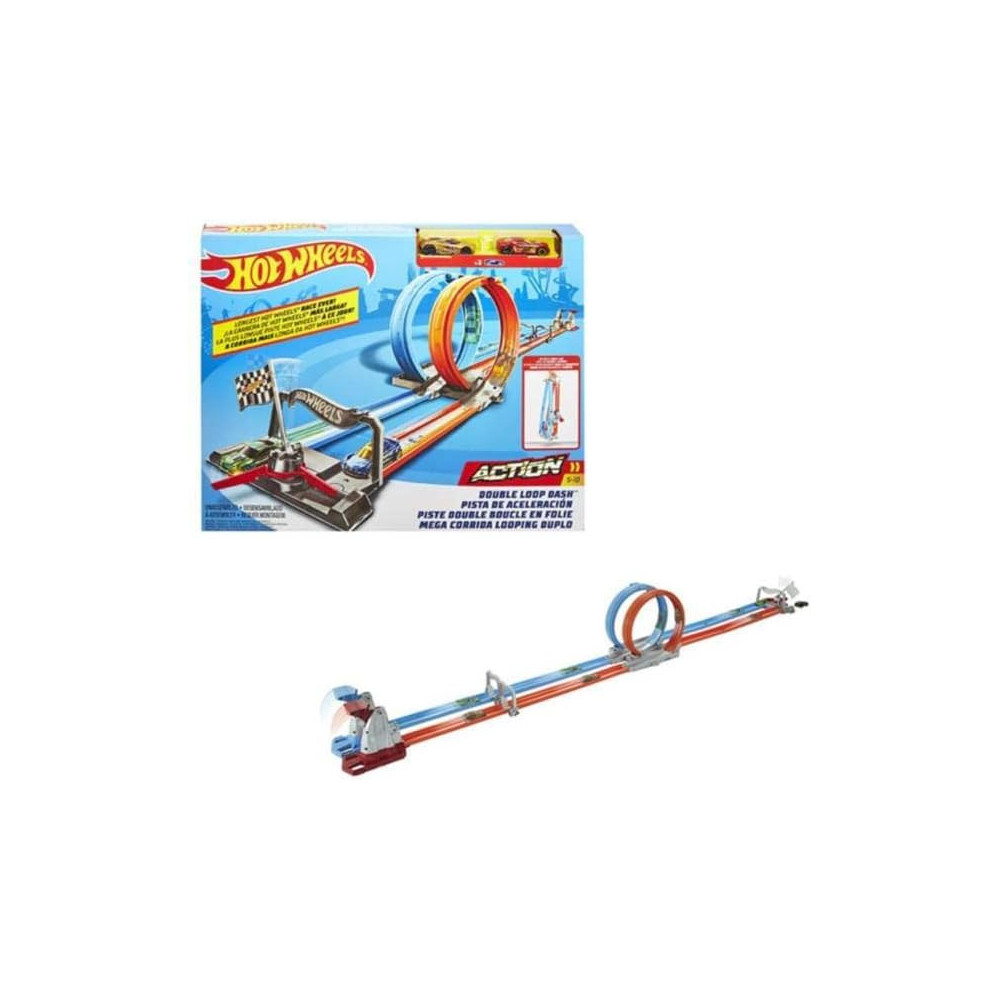 Hot Wheels Double Loop Dash Drag Racing Playset, Multicolour