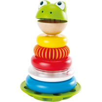 Hape Mr. Frog Wooden Ring Educational Stacking Rings Toy For Children, Multicolour