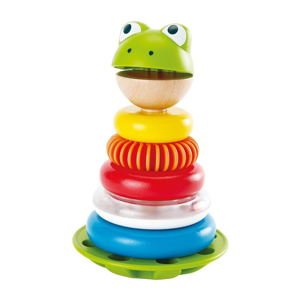 Hape Mr. Frog Wooden Ring Educational Stacking Rings Toy For Children, Multicolour