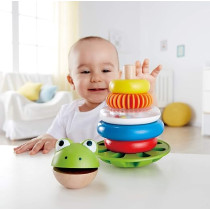 Hape Mr. Frog Wooden Ring Educational Stacking Rings Toy For Children, Multicolour