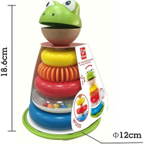 Hape Mr. Frog Wooden Ring Educational Stacking Rings Toy For Children, Multicolour