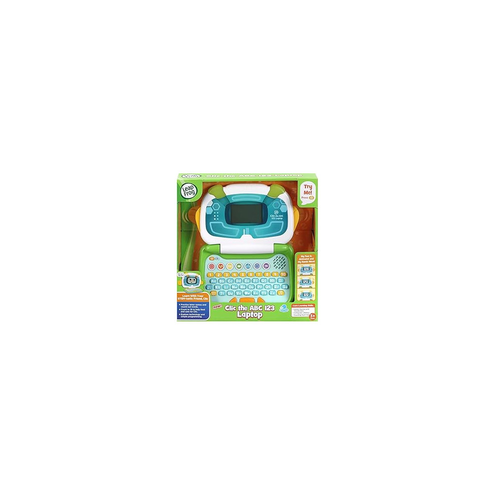 Leapfrog Clic The Abc 123 Laptop Interactive Learning For Kids With Letters And Numbers Suitable Boys Girls 3, 4, 5, 6 Plus Years Green, 615103