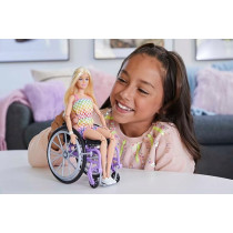 Barbie Fashionistas Doll 194 With Wheelchair And Ramp, Blond Hair, Rainbow Dress And Accessories