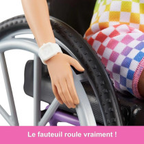 Barbie Fashionistas Doll 194 With Wheelchair And Ramp, Blond Hair, Rainbow Dress And Accessories