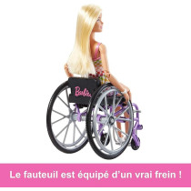 Barbie Fashionistas Doll 194 With Wheelchair And Ramp, Blond Hair, Rainbow Dress And Accessories