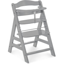 Hauck Alpha And Wooden Highchair, Grey Fsc Sustainable Certified Beechwood, 6 Months To Adult, Toddler Feeding And Entertainment Chair