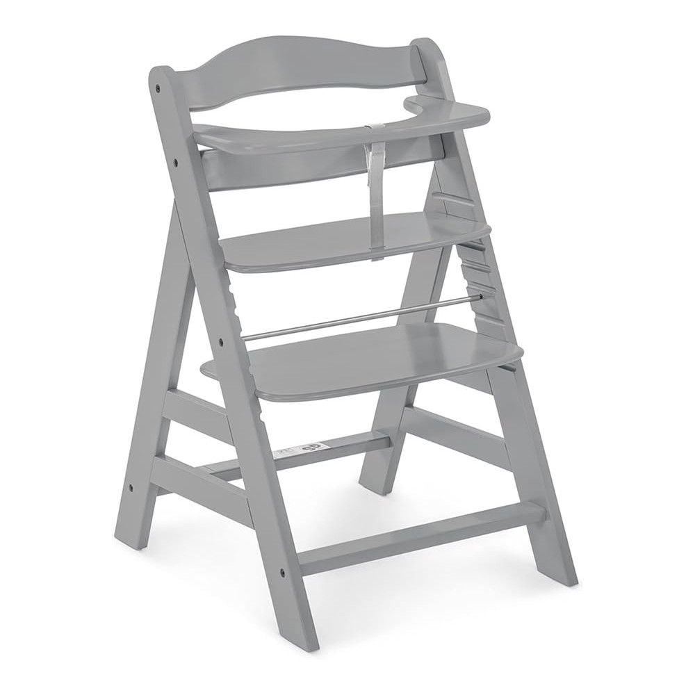 Hauck Alpha And Wooden Highchair, Grey Fsc Sustainable Certified Beechwood, 6 Months To Adult, Toddler Feeding And Entertainment Chair