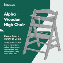 Hauck Alpha And Wooden Highchair, Grey Fsc Sustainable Certified Beechwood, 6 Months To Adult, Toddler Feeding And Entertainment Chair