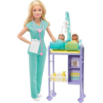 Barbie Baby Doctor Playset With Blonde Doll, 2 Infant Dolls, Toy Pieces