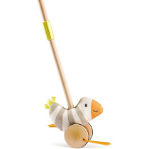 Hape, Flappy Bird, Push Pull Along Toy With Detachable Stick And Soft Rubber Wheels, Wooden Toys For Walking Toddlers, Interactive Wooden Animal Toy