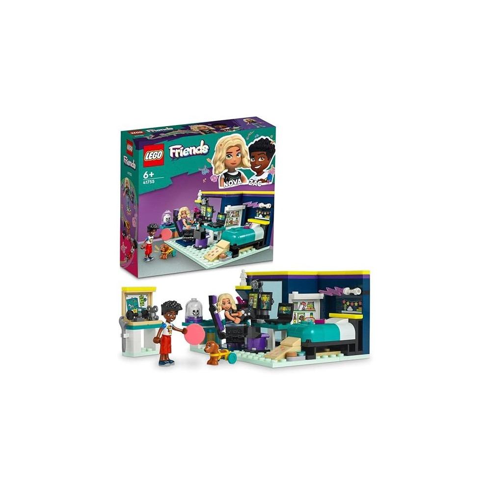 Lego 41755 Friends Novas Room Gaming Themed Bedroom Playset, Collectible Toy With Zac Mini-Doll And Pickle The Dog, Small Gift Idea For Kids 6 Plus, 2023 Characters