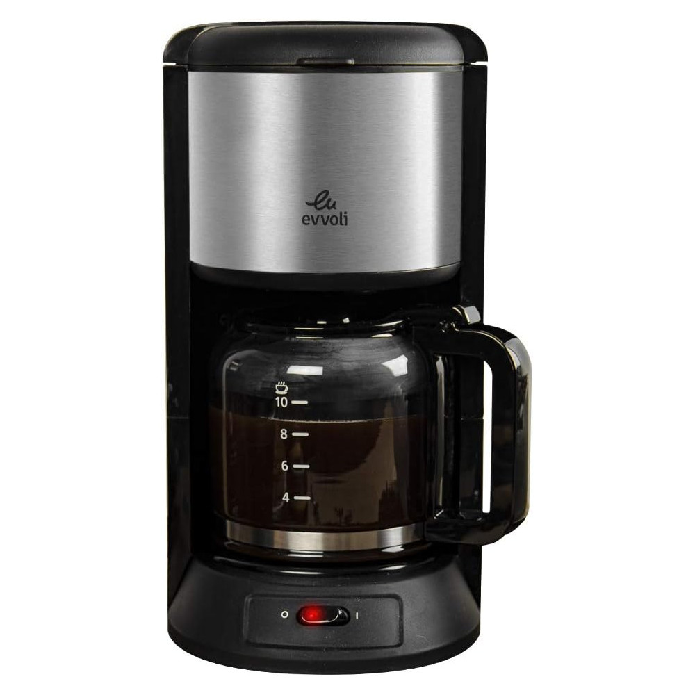 Evvoli Coffee Maker 1000W 10 Cup With 1.25L Glass Carafe Black EVKA-CO10MB 2 Years Warranty