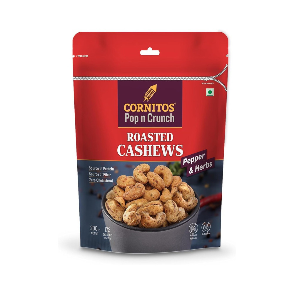 Cornitos Roasted Cashews Crack Pepper 200gm