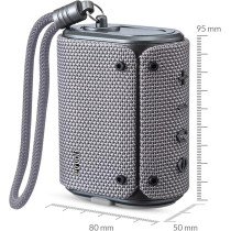 Evvoli 5 Watts Water-Resistant Indoor And Outdoor Bluetooth Speaker With A Built-In Microphone, Gray, EVAUD-MB5A