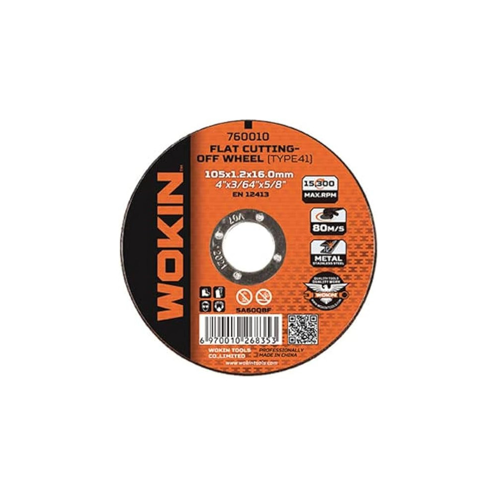 Wokin High Quality And Durable Material Flat Cutting Off Wheel For Angle Grinder 105 x 1.2 x 16.0 mm