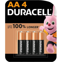 Duracell AA4 Alkaline Batteries With Extra Life Long Power Pack Of 4 pcs And 10 Years Of Shelf Life