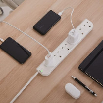 Belkin E Series 6 Sockets Power Extension Cord With 1Mtr Surge Strip, White