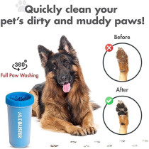 Mudbuster Portable Dog Paw Washer With Soft Silicone Cup With Bristles Large, Pro Blue