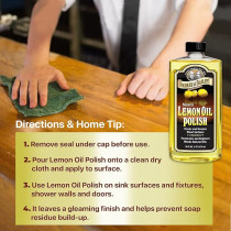 Parker And Bailey Natural Lemon Oil Polish, Cleans And Renews Wood Surfaces, 473ml