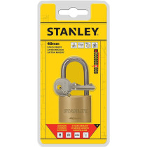 Stanley 40mm Solid Brass Padlock Standard Long Shackle With 3 Keys