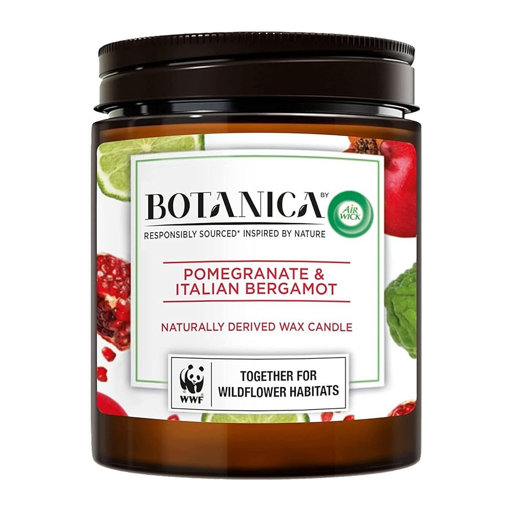 Air Wick Botanica Pomegranate And Italian Bergamot Scented Aroma Jar Natural Candle, 120g