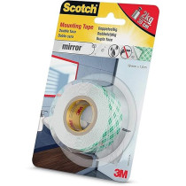 Scotch Double Sided Mount Mirror Tape For Fixing Mirrors Special for Humid Environments, 19mm x 1.5m