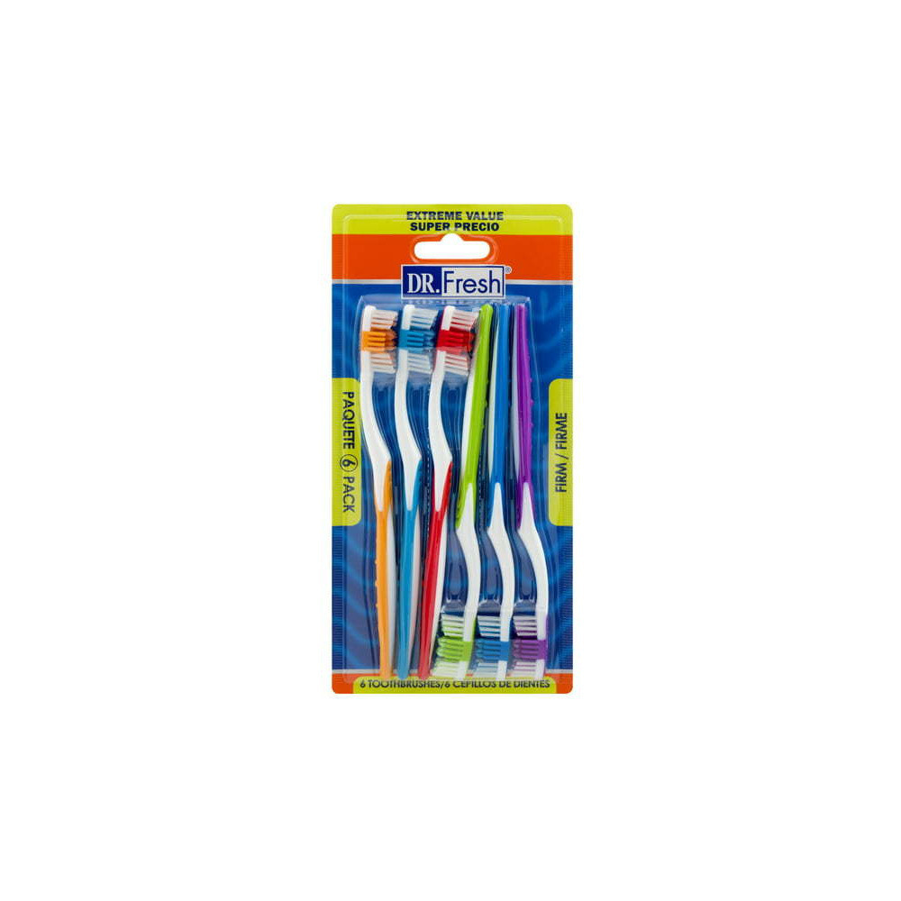 Dr Fresh Mixed Toothbrush Blisters Pack Of 6, Multicolour
