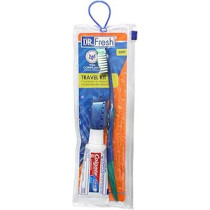 Dr Fresh travel Kit With Small Pouch Brush With Cover And Small Colgate