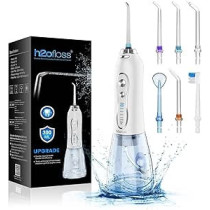 H2ofloss Water Flosser Professional Cordless Dental Oral Irrigator Portable and Rechargeable IPX7 Waterproof Water Flossing For Teeth Cleaning, 300ml Reservoir Home And Travel (HF-6)